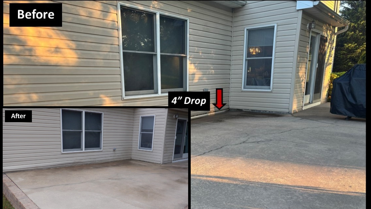 How We Leveled a Sunken  Concrete Patio for a Client in Ringoes, New Jersey, Concrete Chiropractor