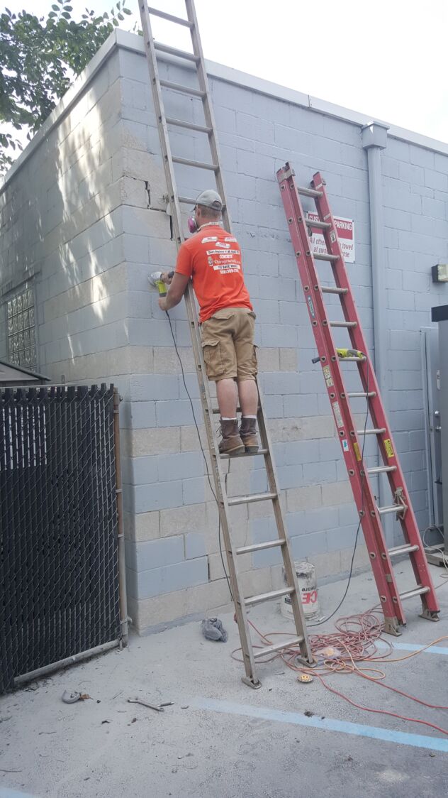 How We Fix a Cracked Concrete Block Wall at B & G Gulf in Holmdel, NJ, Concrete Chiropractor
