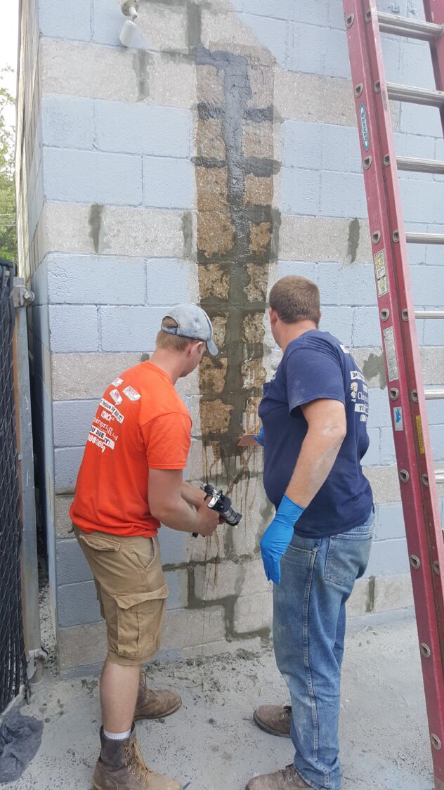 How We Fix a Cracked Concrete Block Wall at B & G Gulf in Holmdel, NJ, Concrete Chiropractor