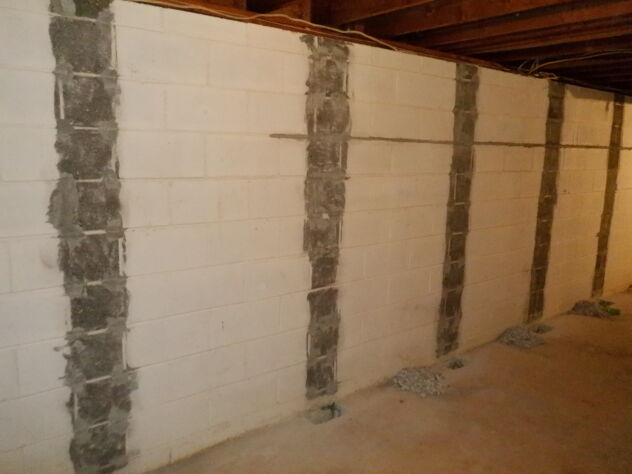 How We Repaired a Bowing Concrete Block Wall in Hillsborough, NJ, Concrete Chiropractor