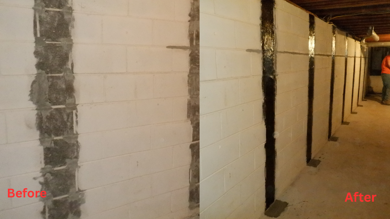 How We Repaired a Bowing Concrete Block Wall in Hillsborough, NJ (1) How We Repaired a Bowing Concrete Block Wall in Hillsborough, NJ, Concrete Chiropractor