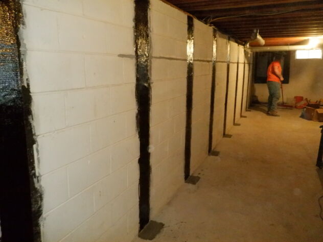 How We Repaired a Bowing Concrete Block Wall in Hillsborough, NJ, Concrete Chiropractor